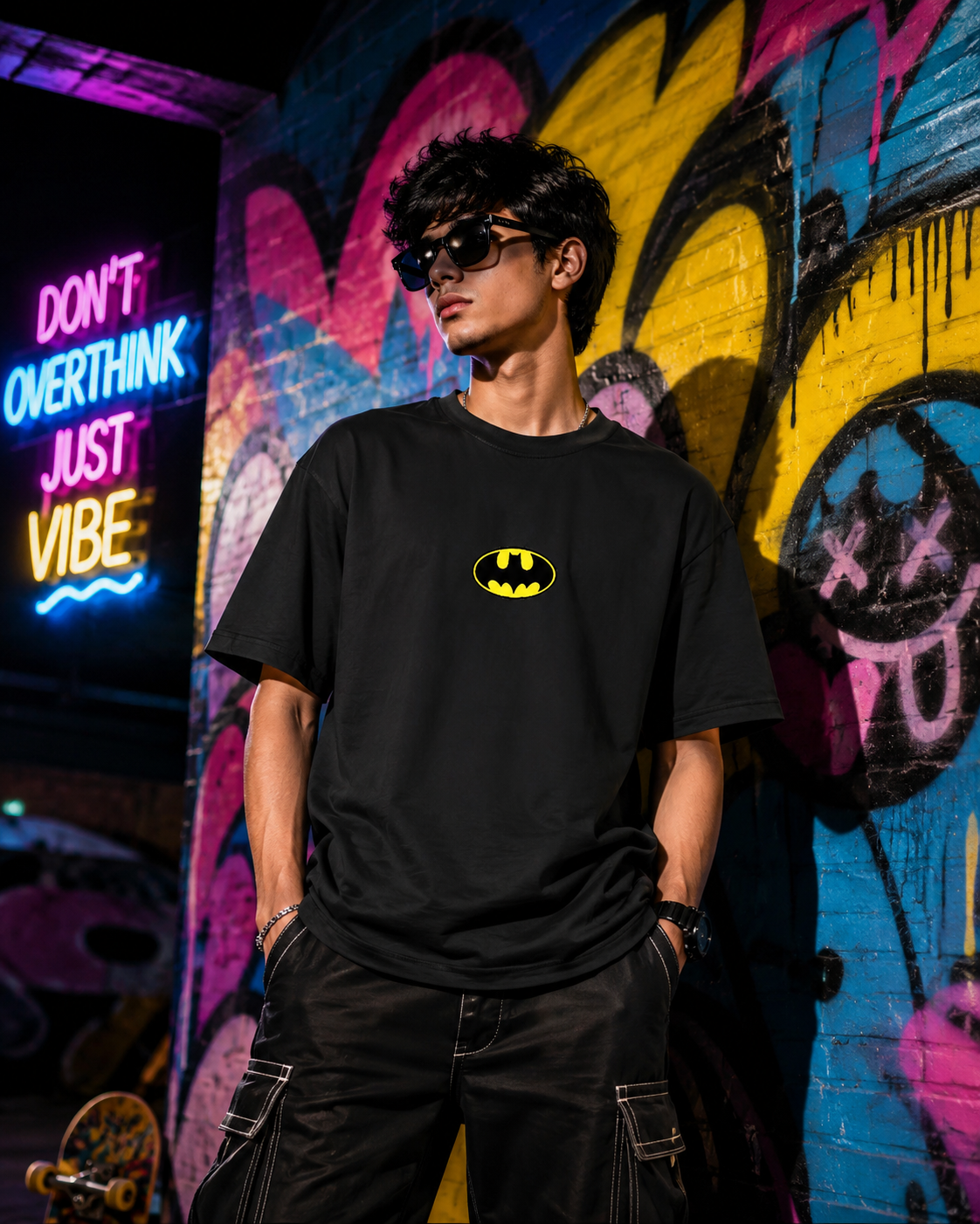 Batman Unisex Terry Oversized Black Color Tee