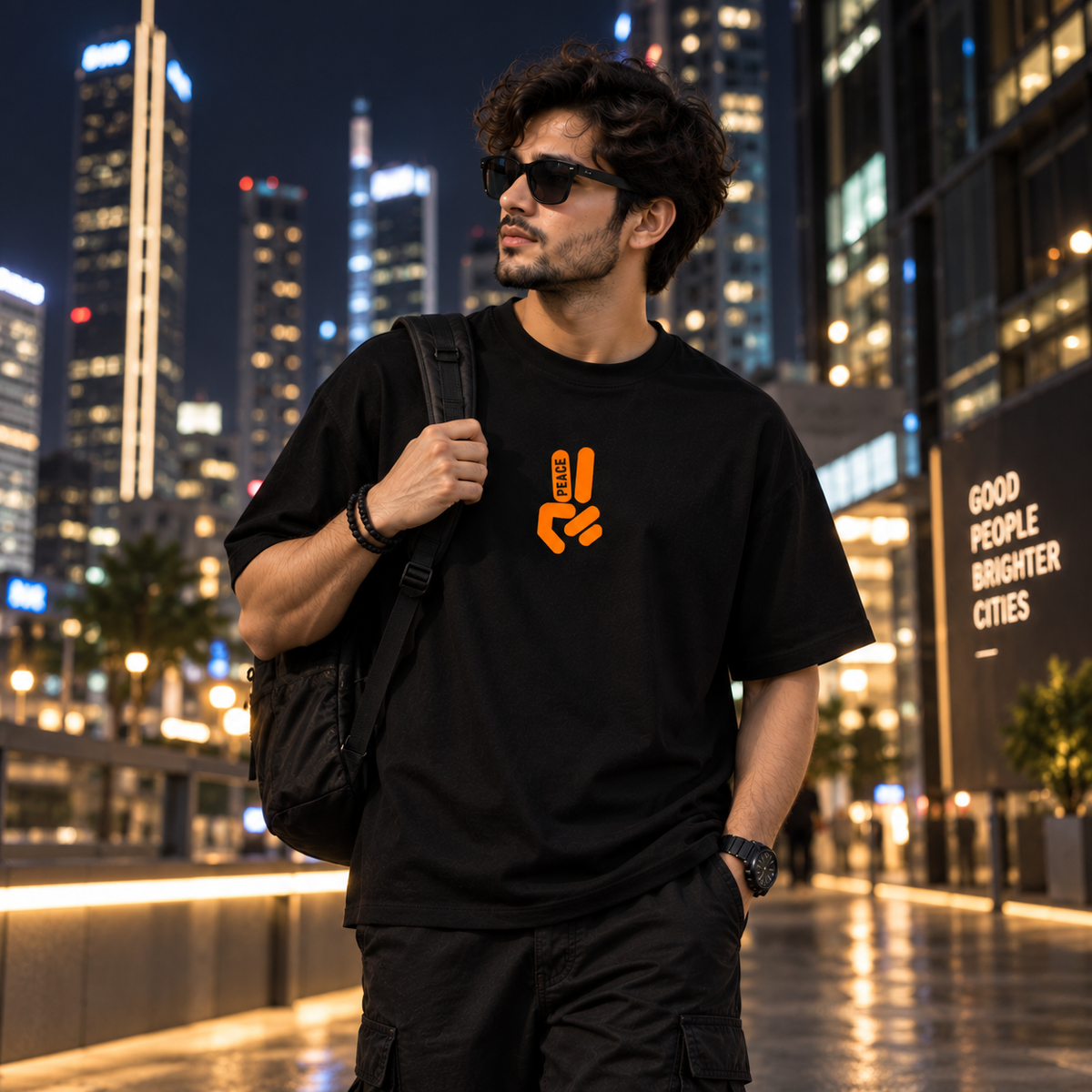 Feel The Peace - Unisex Terry Oversized Tee - right on trend